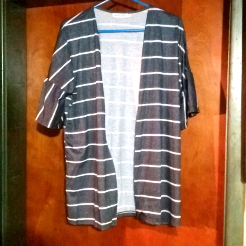 Women's striped casual cover up L